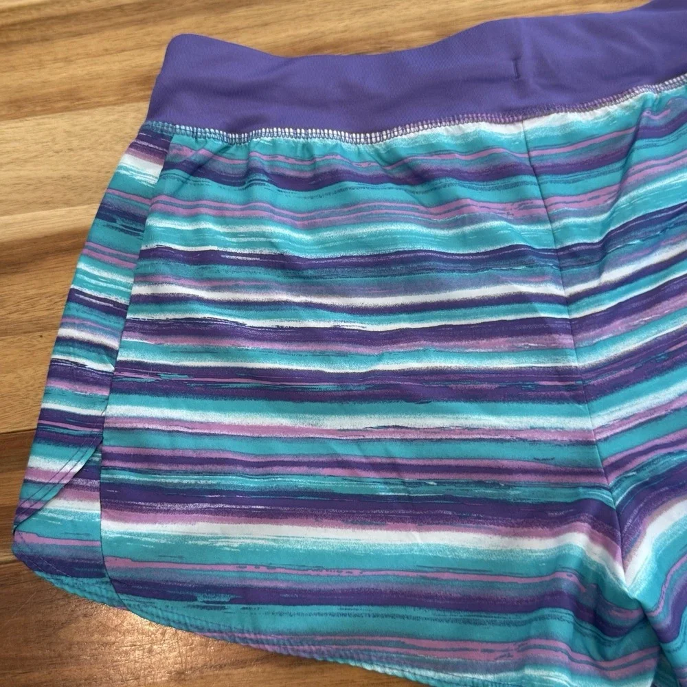 Athletic Works DriWorks Girls Active Running Shorts Purple Teal Lined Size 14/16